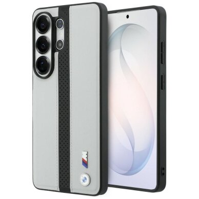 Samsung Galaxy S26 Ultra BMW Perforated Stripe Logo MagSafe dėklas – pilkas Samsung Galaxy S26 Ultra BMW Perforated Stripe Logo MagSafe dėklas – pilkas