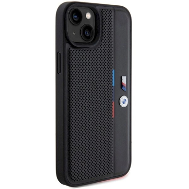 Originalus BMW dėklas Perforated Tricolor LineiPhone 15 Plus / 14 Plus - juodas 3 Originalus BMW dėklas Perforated Tricolor LineiPhone 15 Plus / 14 Plus - juodas 3