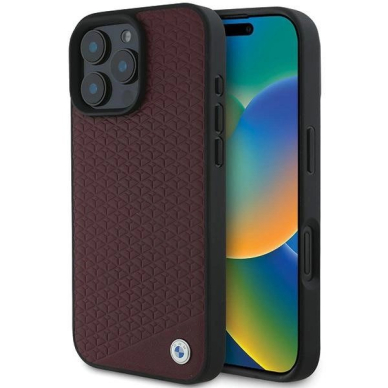 Orginalus BMW Dėklas Sign Leather Diamond Metal Logo MagSafe iPhone 16 Pro Max - Red Orginalus BMW Dėklas Sign Leather Diamond Metal Logo MagSafe iPhone 16 Pro Max - Red