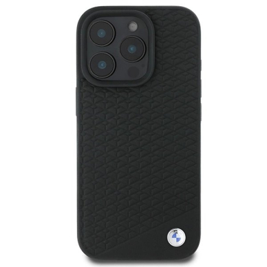 iPhone 16 Pro Max – BMW Signature Leather Diamond Metal Logo MagSafe dėklas - Juodas 2