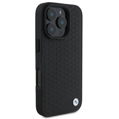 iPhone 16 Pro Max – BMW Signature Leather Diamond Metal Logo MagSafe dėklas - Juodas 3
