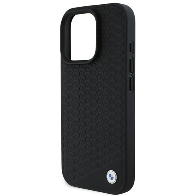iPhone 16 Pro Max – BMW Signature Leather Diamond Metal Logo MagSafe dėklas - Juodas 5