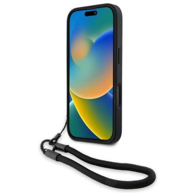 iPhone 16 Pro Max BMW Signature Leather Wordmark Cord dėklas - juodas 3