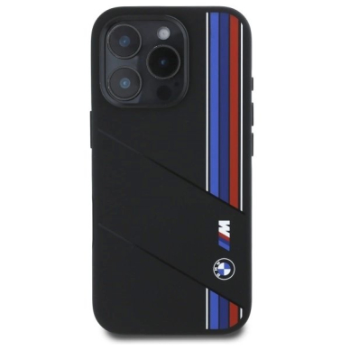 Orginalus BMW Dėklas Silicone Cut Tricolor Lines MagSafe iPhone 16 Pro Max - Juodas 2 Orginalus BMW Dėklas Silicone Cut Tricolor Lines MagSafe iPhone 16 Pro Max - Juodas 2