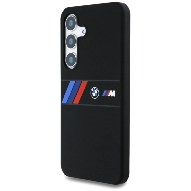 BMW Silikoninis Middle Tricolor Stripes MagSafe Dėklas skirtas Samsung Galaxy S25 - Juodas 1