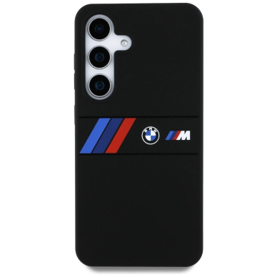 BMW Silikoninis Middle Tricolor Stripes MagSafe Dėklas skirtas Samsung Galaxy S25 - Juodas 2