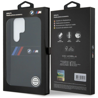 BMW Silikoninis Middle Tricolor Stripes MagSafe Dėklas skirtas Samsung Galaxy S25 Ultra - Juodas 7