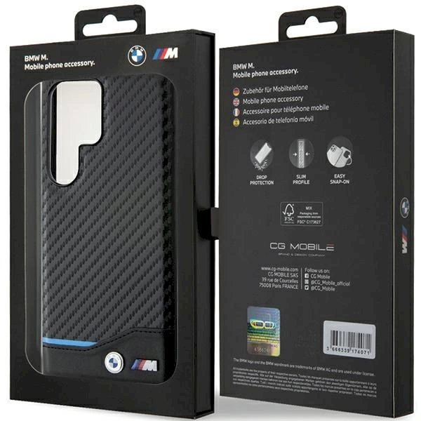 Galaxy S24 Ultra BMW BMHCS24L22NBCK dėklas – juodas, odinis, Carbon 6