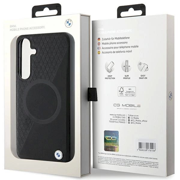 BMW BMHMS24S23RTPK S24 S921 Juodas/Juodas Dėklas Signature Leather Half Textured  Circle MagSafe 7 BMW BMHMS24S23RTPK S24 S921 Juodas/Juodas Dėklas Signature Leather Half Textured  Circle MagSafe 7
