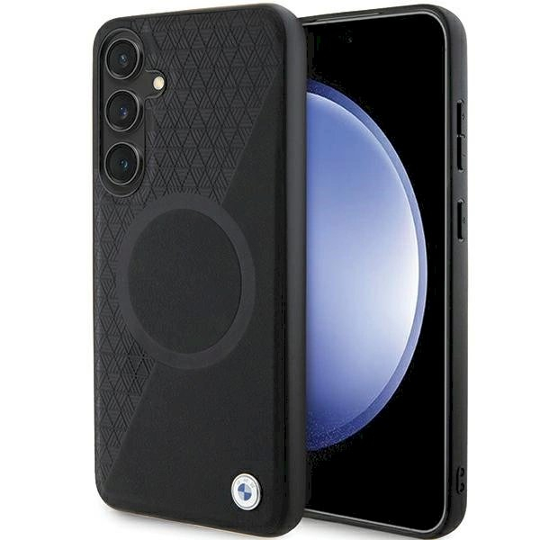BMW BMHMS24S23RTPK S24 S921 Juodas/Juodas Dėklas Signature Leather Half Textured  Circle MagSafe BMW BMHMS24S23RTPK S24 S921 Juodas/Juodas Dėklas Signature Leather Half Textured  Circle MagSafe