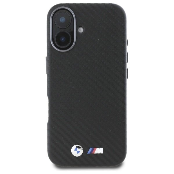 Orginalus BMW Dėklas Carbon Wrapped Metal iPhone 16  - Juodas 2