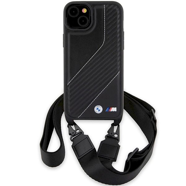 Originalus BMW dėklas M Edition Carbon Stripe & StrapiPhone 15 Plus / 14 Plus - juodas 1 Originalus BMW dėklas M Edition Carbon Stripe & StrapiPhone 15 Plus / 14 Plus - juodas 1