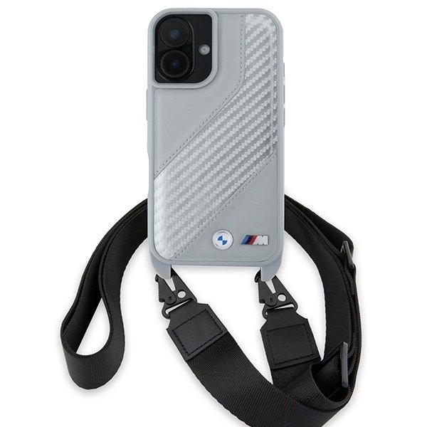 Orginalus BMW Dėklas M Edition Carbon Stripe Strap iPhone 16 - Pilkas 1 Orginalus BMW Dėklas M Edition Carbon Stripe Strap iPhone 16 - Pilkas 1