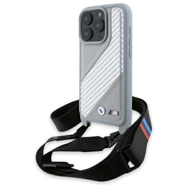 Orginalus BMW Dėklas M Edition Carbon Stripe Strap iPhone 16 Pro Max - Pilkas Orginalus BMW Dėklas M Edition Carbon Stripe Strap iPhone 16 Pro Max - Pilkas