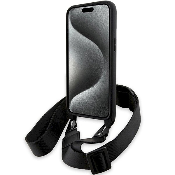 Originalus BMW dėklas M Edition Carbon Tricolor Lines & StrapiPhone 15 Pro - juodas 3 Originalus BMW dėklas M Edition Carbon Tricolor Lines & StrapiPhone 15 Pro - juodas 3