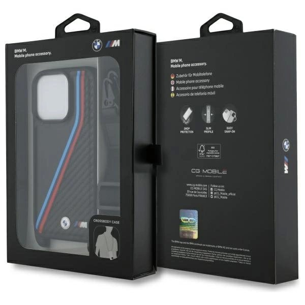 Orginalus BMW Dėklas M Edition Carbon Tricolor Lines Strap iPhone 16 Pro - Juodas 6 Orginalus BMW Dėklas M Edition Carbon Tricolor Lines Strap iPhone 16 Pro - Juodas 6