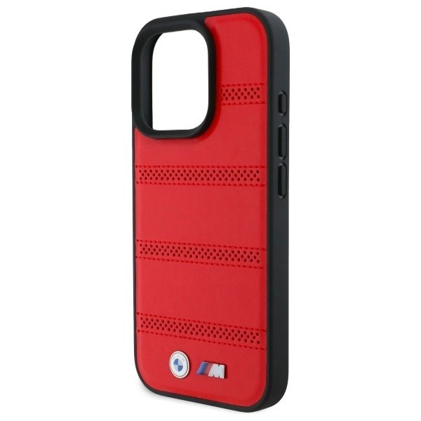 Orginalus BMW Dėklas M Perforated And Stitched Line MagSafe  iPhone 16 Pro Max - red 4 Orginalus BMW Dėklas M Perforated And Stitched Line MagSafe  iPhone 16 Pro Max - red 4