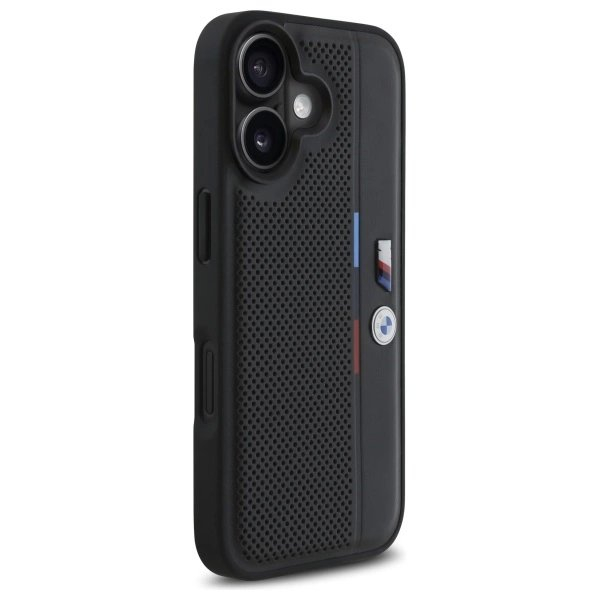 iPhone 16 – BMW M Perforated Tricolor Detail Line dėklas - Juodas 3