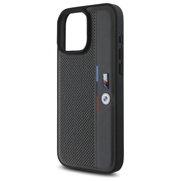 iPhone 16 Pro – BMW M Perforated Tricolor Detail Line dėklas - Tamsiai pilkas 5
