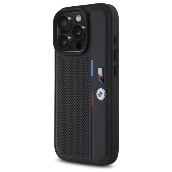 iPhone 16 Pro Max BMW M Perforated Tricolor Detail Line dėklas – juodas 1