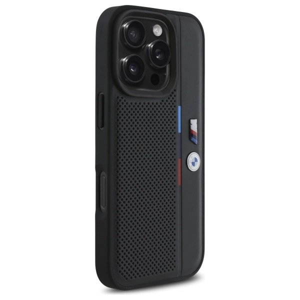 iPhone 16 Pro Max BMW M Perforated Tricolor Detail Line dėklas – juodas 3 iPhone 16 Pro Max BMW M Perforated Tricolor Detail Line dėklas – juodas 3