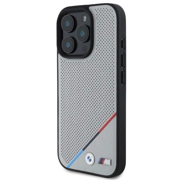 Orginalus BMW Dėklas M Perforated Tricolor Line MagSafe  iPhone 16 Pro Max - Pilkas 1 Orginalus BMW Dėklas M Perforated Tricolor Line MagSafe  iPhone 16 Pro Max - Pilkas 1