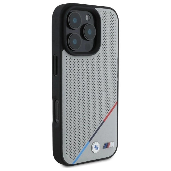 Orginalus BMW Dėklas M Perforated Tricolor Line MagSafe  iPhone 16 Pro Max - Pilkas 3 Orginalus BMW Dėklas M Perforated Tricolor Line MagSafe  iPhone 16 Pro Max - Pilkas 3