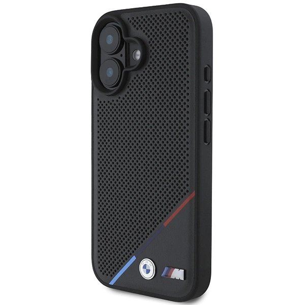iPhone 16 – BMW M Perforated Tricolor Line MagSafe dėklas - Juodas 1 iPhone 16 – BMW M Perforated Tricolor Line MagSafe dėklas - Juodas 1