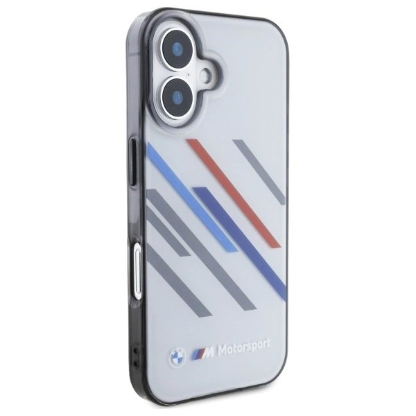 iPhone 16 – BMW Motosport IML Random Stripes dėklas - Pilkas 3