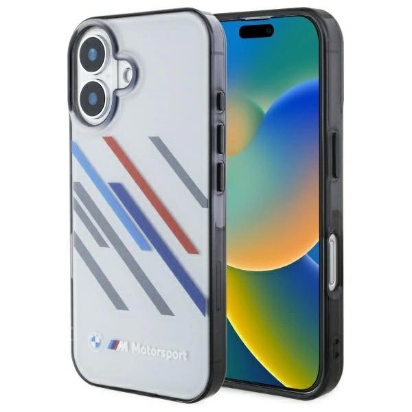 iPhone 16 Plus – BMW Motosport IML Random Stripes dėklas - Pilkas iPhone 16 Plus – BMW Motosport IML Random Stripes dėklas - Pilkas