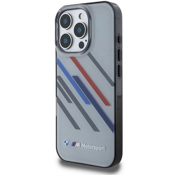 iPhone 16 Pro Max – BMW Motosport IML Random Stripes dėklas - Pilkas 1
