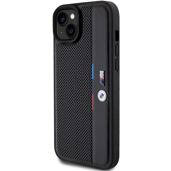 Originalus BMW dėklas Perforated Tricolor LineiPhone 15 Plus / 14 Plus - juodas 1 Originalus BMW dėklas Perforated Tricolor LineiPhone 15 Plus / 14 Plus - juodas 1