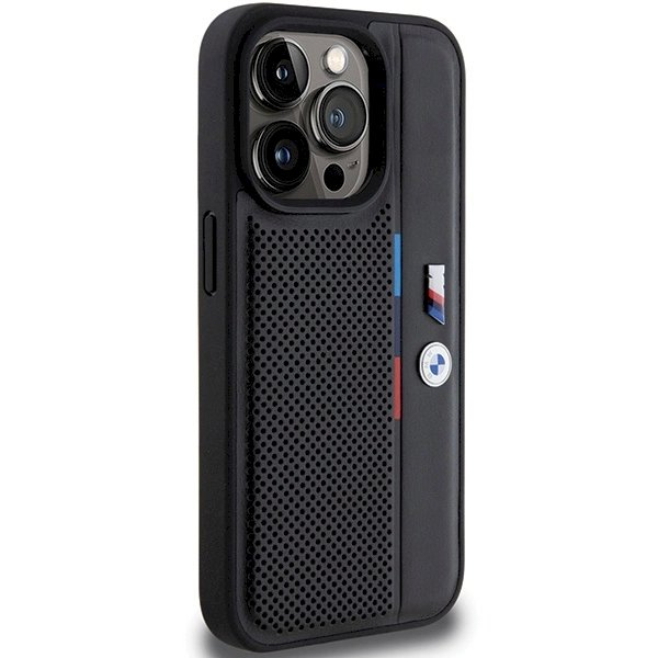 BMW Perforated Tricolor Line Dėklas skirtas iPhone 15 Pro - Juodas 3 BMW Perforated Tricolor Line Dėklas skirtas iPhone 15 Pro - Juodas 3