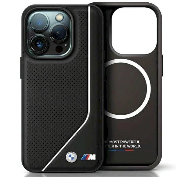 Originalus BMW dėklas Perforated Twisted Line MagSafeiPhone 15/14/13 - juodas Originalus BMW dėklas Perforated Twisted Line MagSafeiPhone 15/14/13 - juodas