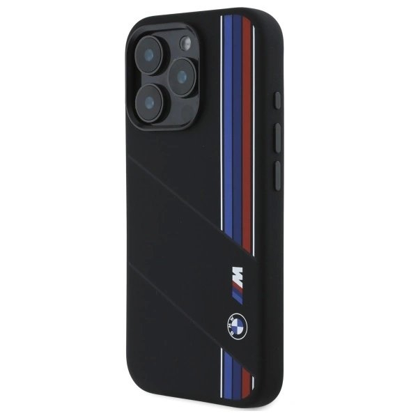 Orginalus BMW Dėklas Silicone Cut Tricolor Lines MagSafe iPhone 16 Pro Max - Juodas 1 Orginalus BMW Dėklas Silicone Cut Tricolor Lines MagSafe iPhone 16 Pro Max - Juodas 1