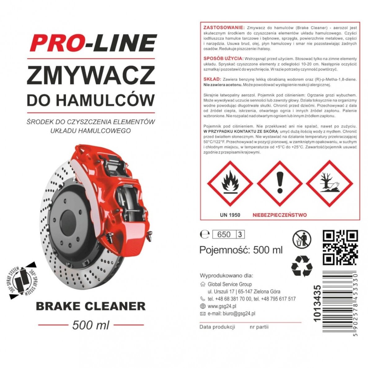 Brake braking system cleaner PRO-LINE spray 500 ml 1 Brake braking system cleaner PRO-LINE spray 500 ml 1
