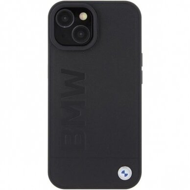 Dėklas BWM Leather Hot Stamp  iPhone 15 - Juodas 2 Dėklas BWM Leather Hot Stamp  iPhone 15 - Juodas 2