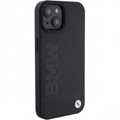 Dėklas BWM Leather Hot Stamp  iPhone 15 - Juodas 3 Dėklas BWM Leather Hot Stamp  iPhone 15 - Juodas 3