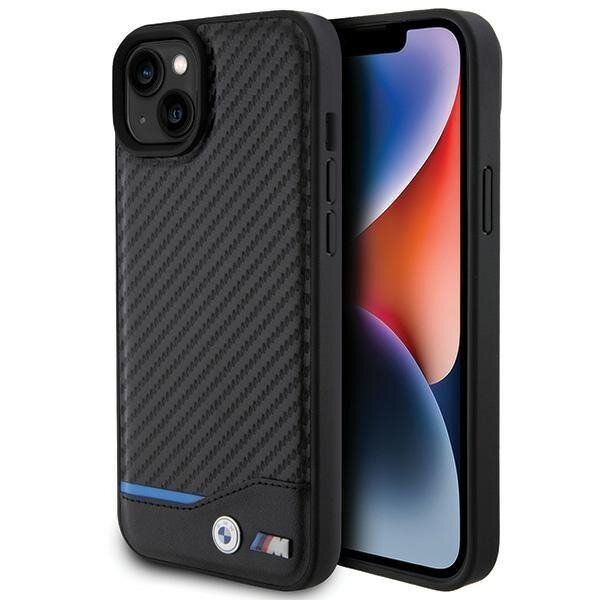 Dėklas BWM Leather Carbon iPhone 15 Plus - Juodas Dėklas BWM Leather Carbon iPhone 15 Plus - Juodas