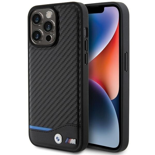 Dėklas BWM Leather Carbon iPhone 15 Pro Max - Juodas Dėklas BWM Leather Carbon iPhone 15 Pro Max - Juodas