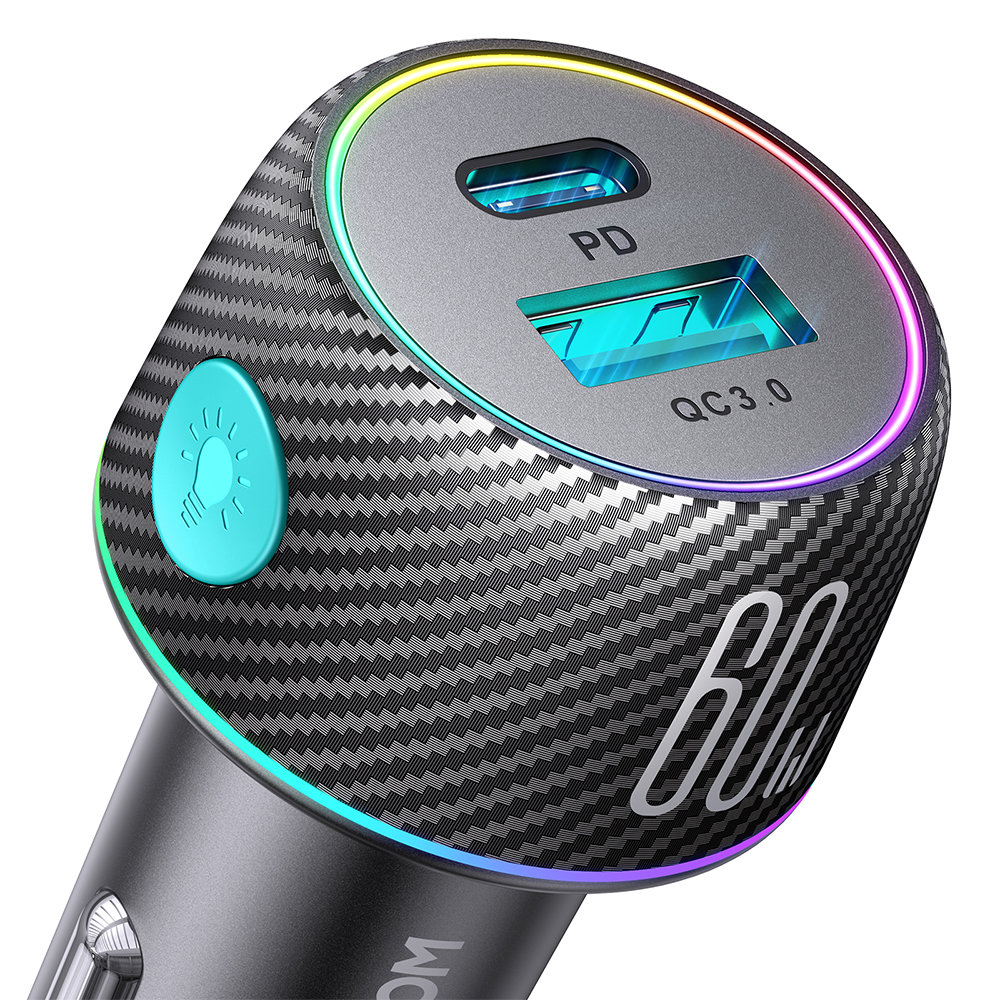 Car charger 60W USB-C USB-A Joyroom JR-CCN01 | Juodas 1 Car charger 60W USB-C USB-A Joyroom JR-CCN01 | Juodas 1