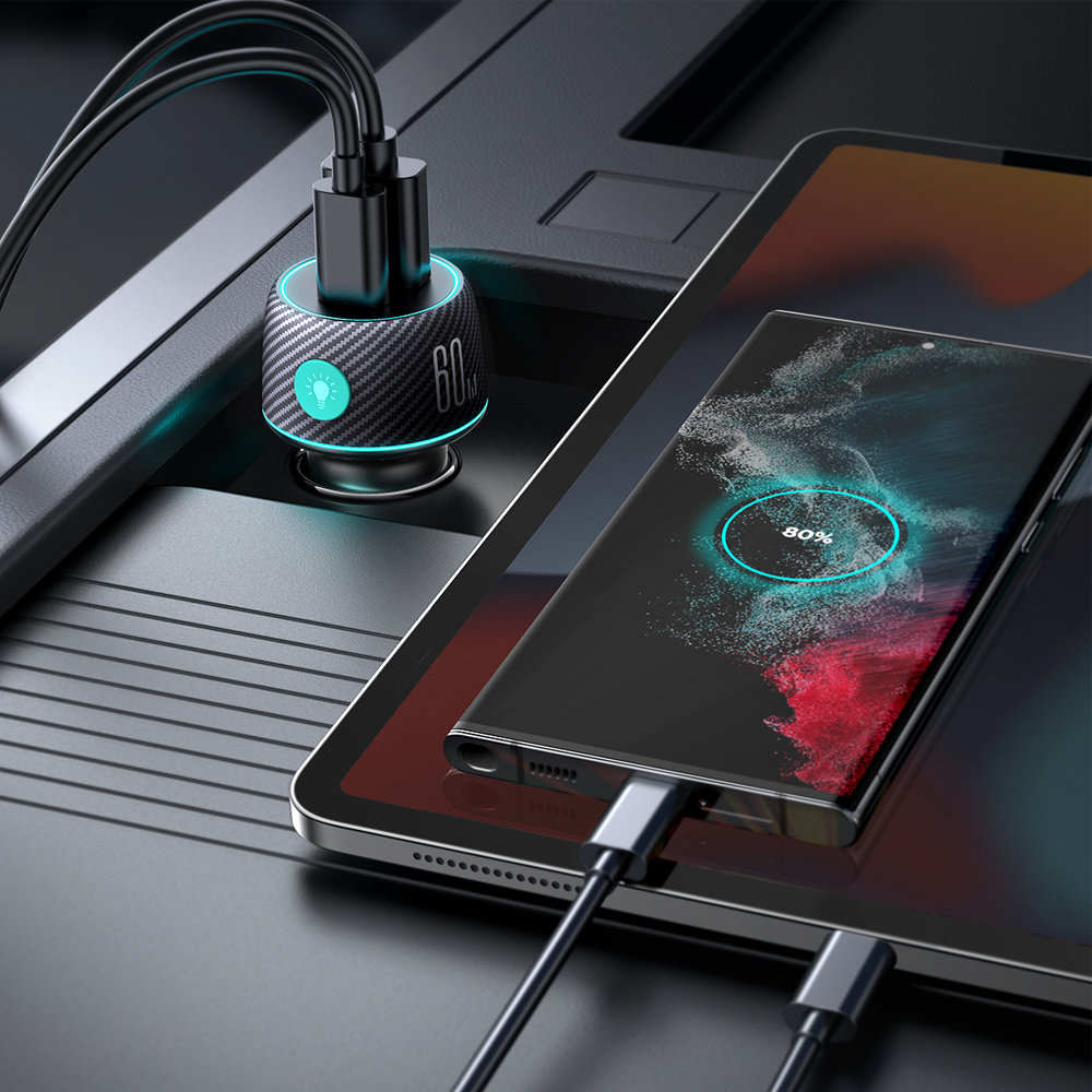 Car charger 60W USB-C USB-A Joyroom JR-CCN01 | Juodas 3 Car charger 60W USB-C USB-A Joyroom JR-CCN01 | Juodas 3