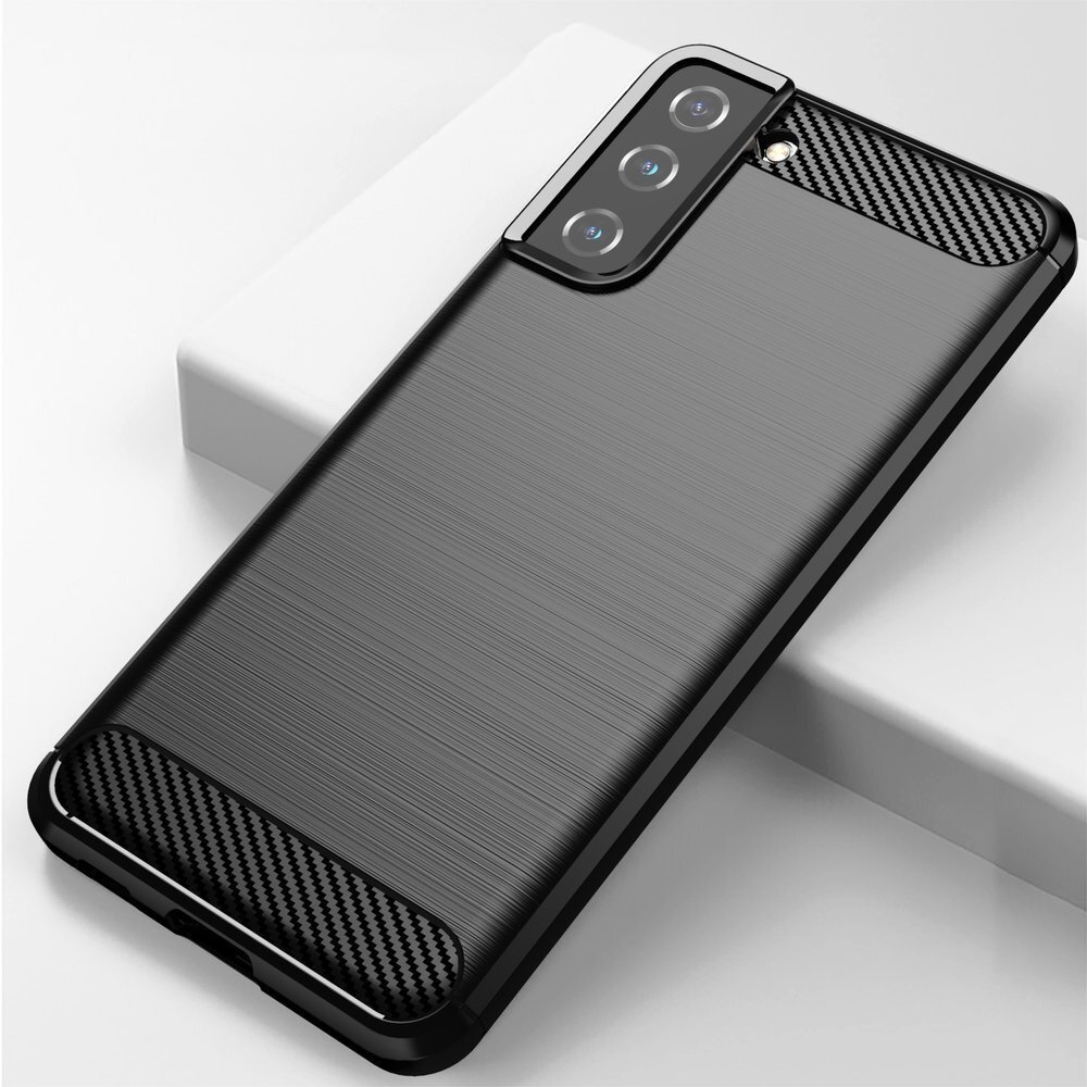 Dėklas Carbon Case Flexible Cover TPU Samsung Galaxy S21+ 5G (S21 Plus 5G) juodas 3 Dėklas Carbon Case Flexible Cover TPU Samsung Galaxy S21+ 5G (S21 Plus 5G) juodas 3
