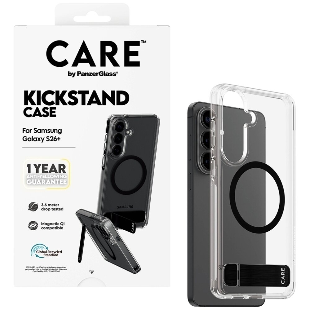 Samsung Galaxy S26+ CARE by PanzerGlass Black Kickstand & QI dėklas – skaidrus 4 Samsung Galaxy S26+ CARE by PanzerGlass Black Kickstand & QI dėklas – skaidrus 4