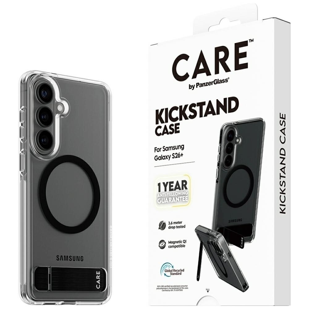 Samsung Galaxy S26+ CARE by PanzerGlass Black Kickstand & QI dėklas – skaidrus 5 Samsung Galaxy S26+ CARE by PanzerGlass Black Kickstand & QI dėklas – skaidrus 5