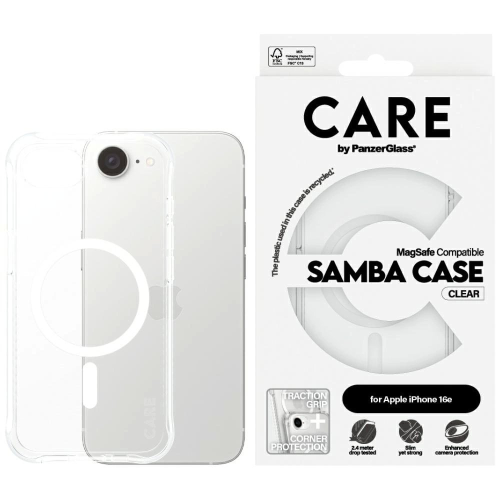 iPhone 16e CARE by PanzerGlass Fashion MagSafe dėklas - permatomas iPhone 16e CARE by PanzerGlass Fashion MagSafe dėklas - permatomas