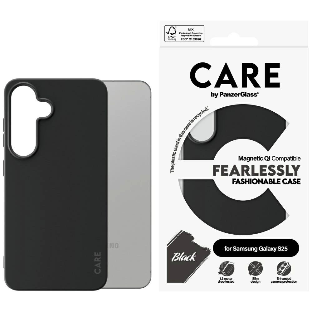 CARE by PanzerGlass Fashion QI Dėklas skirtas Samsung Galaxy S25 - Juodas