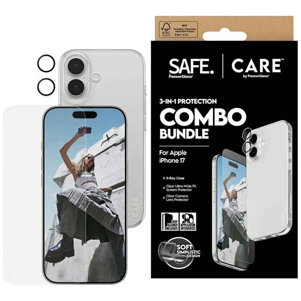 iPhone 17 CARE by PanzerGlass stilingas 3in1 rinkinys (dėklas + stiklas + kameros apsauga) 2