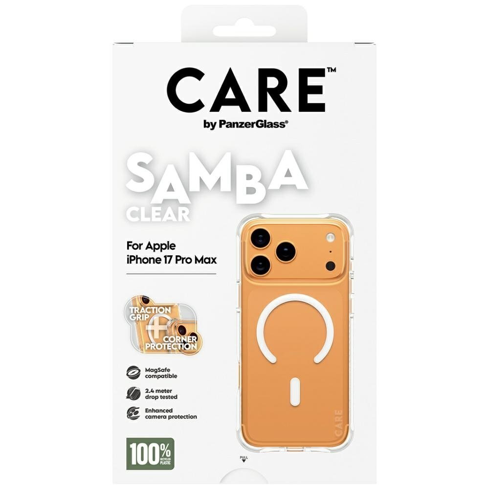iPhone 17 Pro Max CARE by PanzerGlass stilingas Samba dėklas su baltu MagSafe – skaidrus 4 iPhone 17 Pro Max CARE by PanzerGlass stilingas Samba dėklas su baltu MagSafe – skaidrus 4