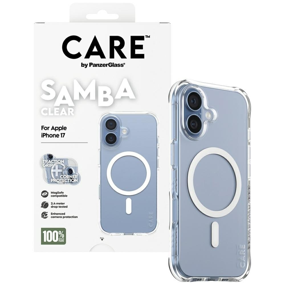 iPhone 17 CARE by PanzerGlass Fashionable Samba dėklas su baltu MagSafe – permatomas 3